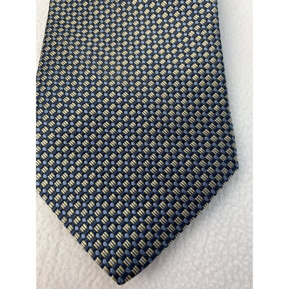 Tommy Hilfiger Tie Blue Yellow Silk USA Vintage NWT - Picture 4 of 10